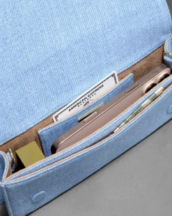 Twisted Gold Side Handle Clutch Purse- Chambray