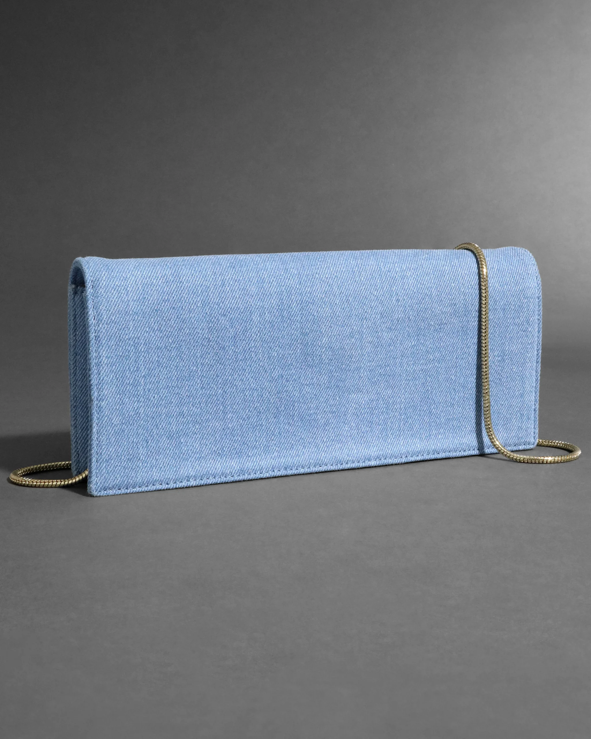 Twisted Gold Side Handle Clutch Purse- Chambray