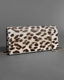 Twisted Gold Side Handle Clutch Purse- Metallic Leopard