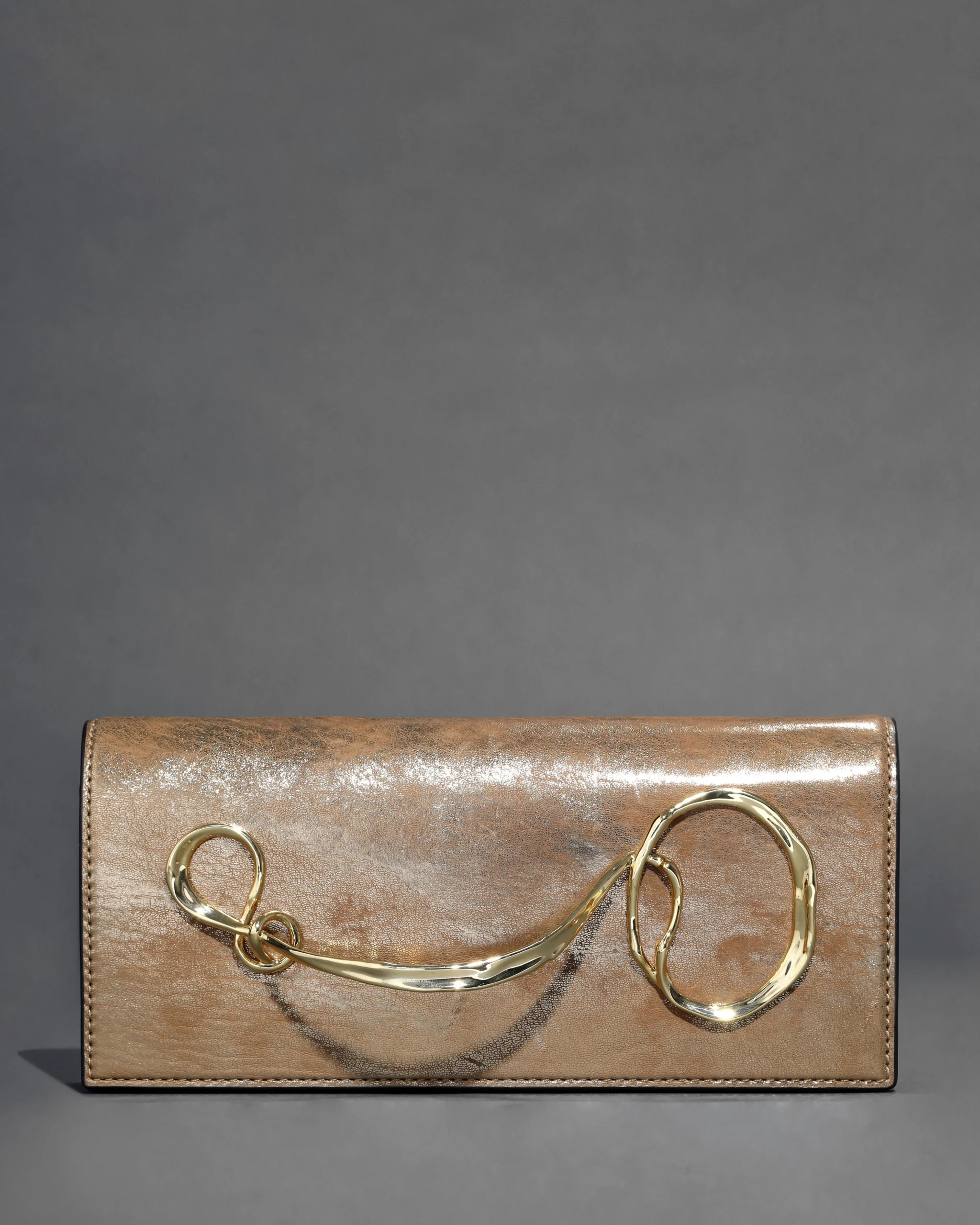 Twisted Gold Side Handle Clutch- Antique Gold