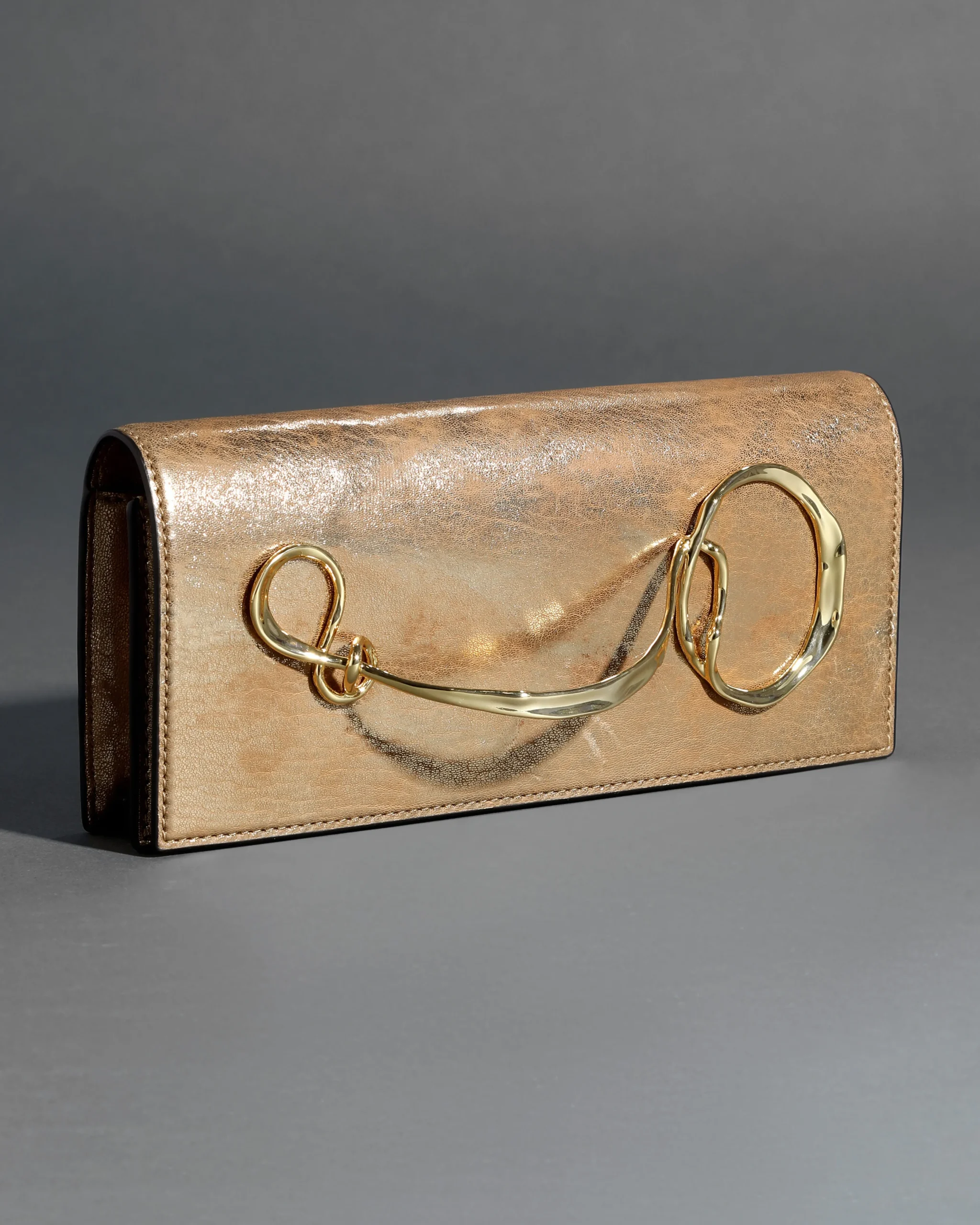 Twisted Gold Side Handle Clutch- Antique Gold