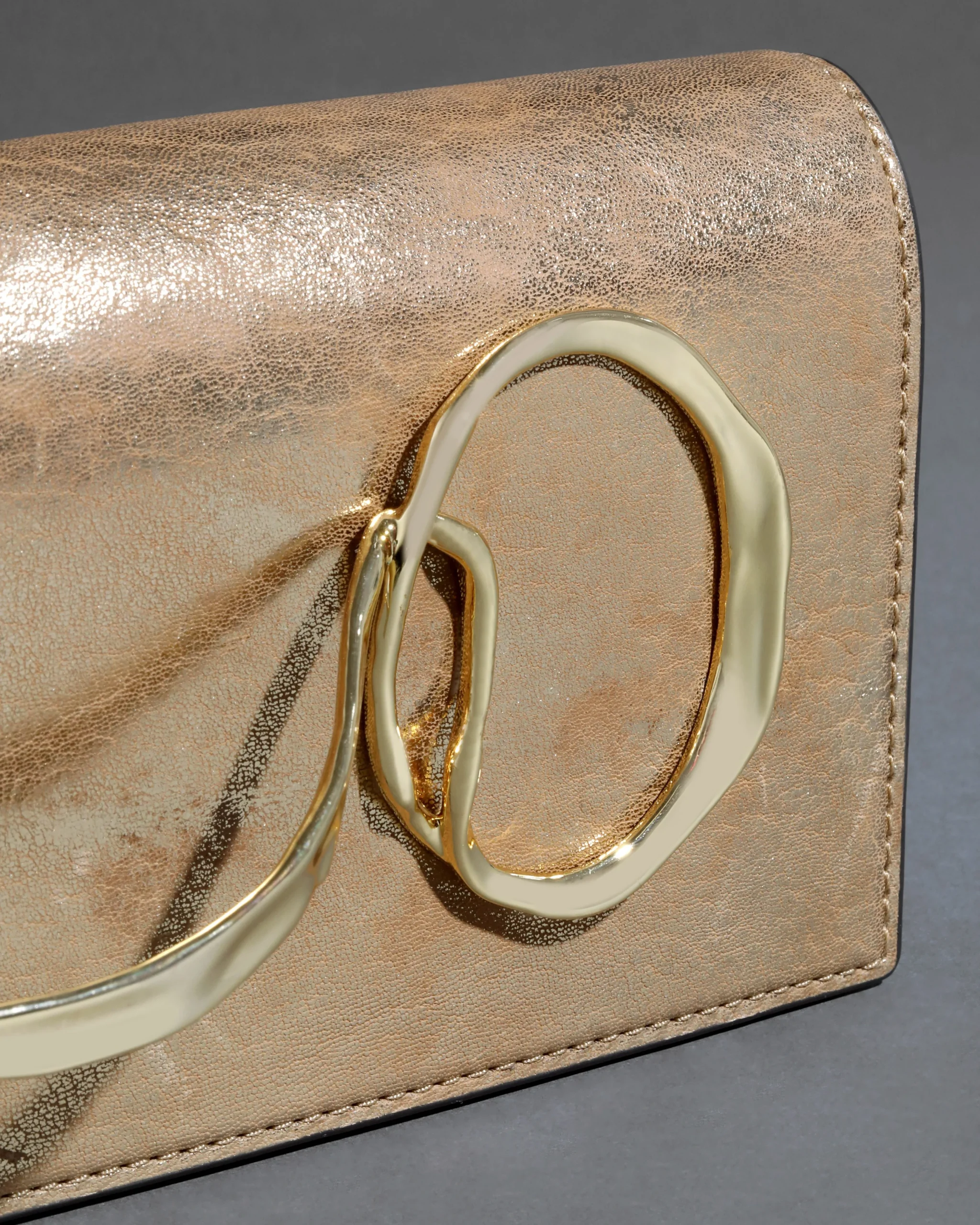 Twisted Gold Side Handle Clutch- Antique Gold