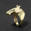 Vintage 1980s 14k Gold Custom Design Horse Ring