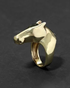 Vintage 1980s 14k Gold Custom Design Horse Ring