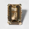 Vintage 1950s 14k Gold Emerald Cut Citrine Cocktail Ring