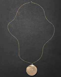 Vintage 1970s 14k Gold Fill Coat of Arms Locket Necklace