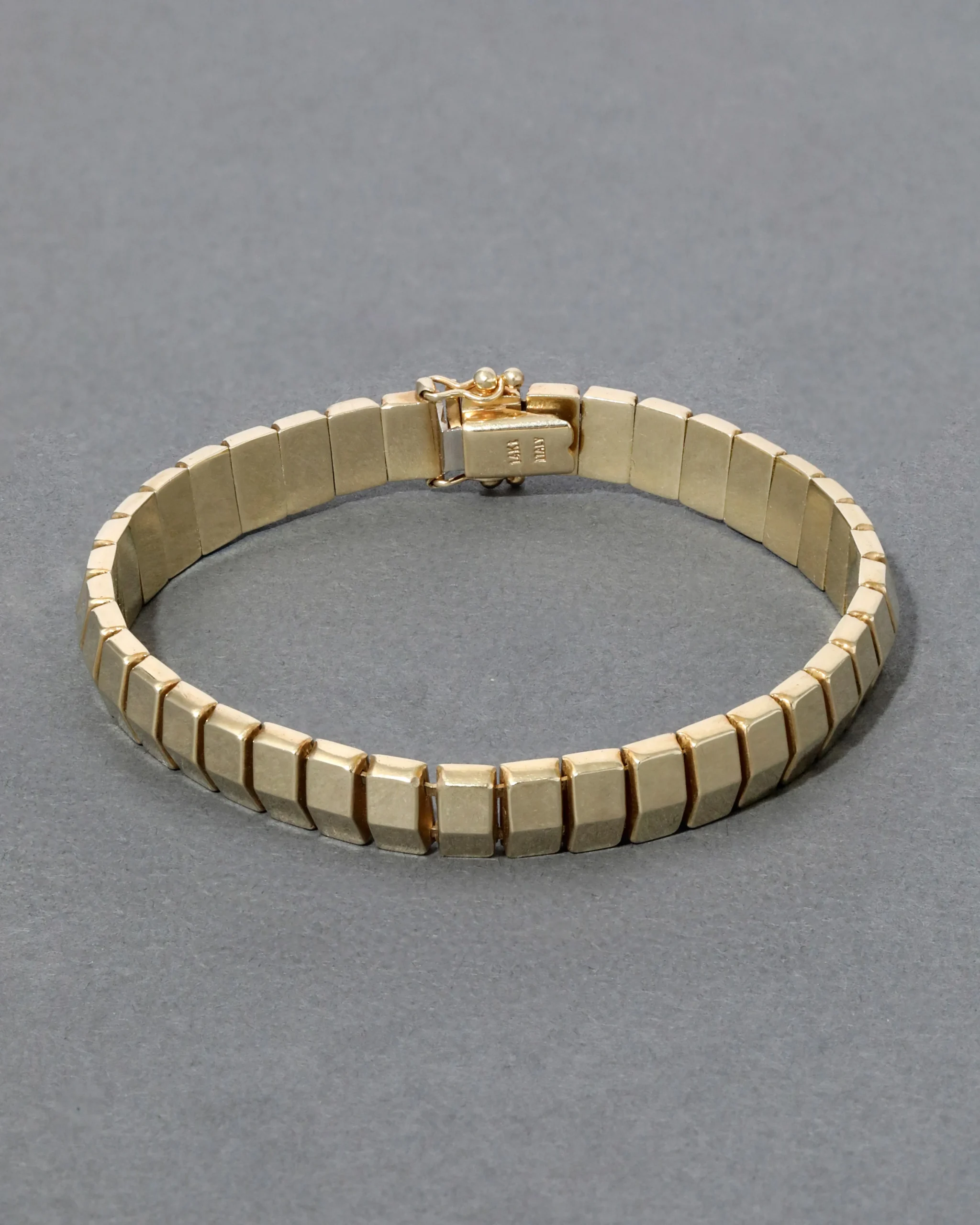 Vintage 1980s 14k Gold Italian Chiclet Bracelet