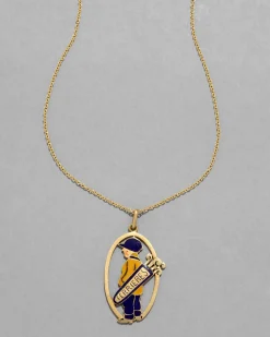 Vintage 1930s 14k Gold with Enamel French Mascot Pendant Necklace