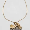 Vintage 1970s 14k Two Tone Gold Articulated Motorcycle Pendant Necklace