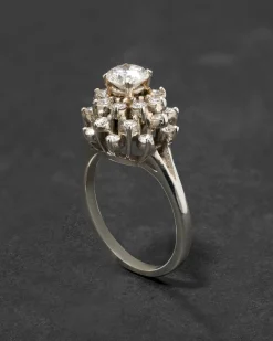 Vintage 1950s 18k White Gold Diamond Ring