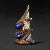 Vintage 1960s Platinum & 18k Gold with Lapis & Diamond Brutalist Ring