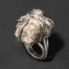 Vintage 1970s Sterling Silver & Astrophylite Handmade Brutalist Ring