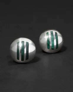 Vintage 1960s Sterling Silver & Malachite American Post Earring